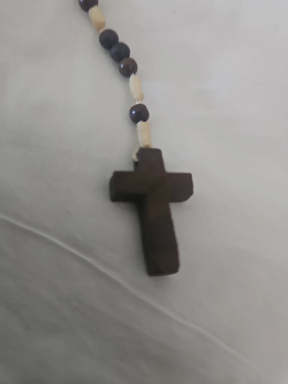 Kids Brown Wood Bead Cross Necklace — Natural Faith Pendant